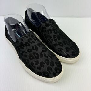 Black Leopard Slip On Sneakers Women’s 7 Casual Canvas Shoes Magellan